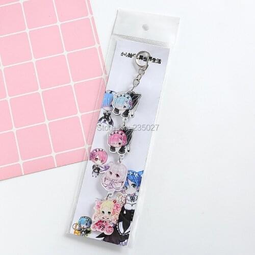 10 pcs/lot Anime Re Life in a different world from zero Acrylic Keychains keyrings Key chain Bag accessories pendant Key Ring