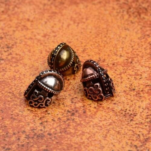 Amader Roman Knight Spartan Warrior Gladiator Helmet CZ Copper Spacer Beads For DIY Men Beaded Bracelets Jewelry Making BD503