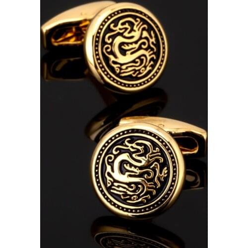 Free shipping, new fashion mens shirt cufflinks brass material gold round cufflinks senior designer exclusive design button