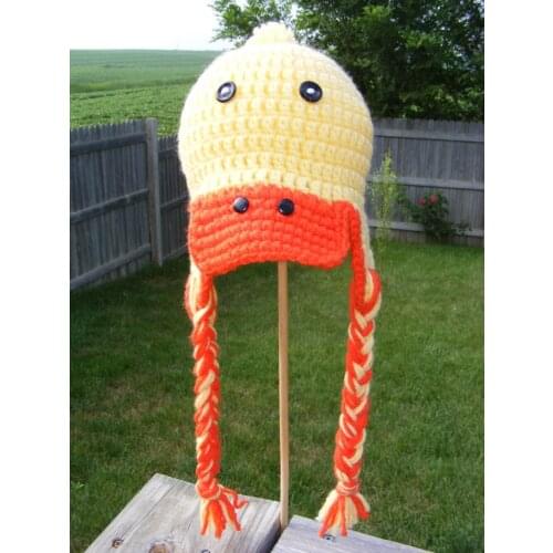 Free shipping,Superb Crochet Newborn Yellow Duck Baby hat beanie Photography photo Props gift