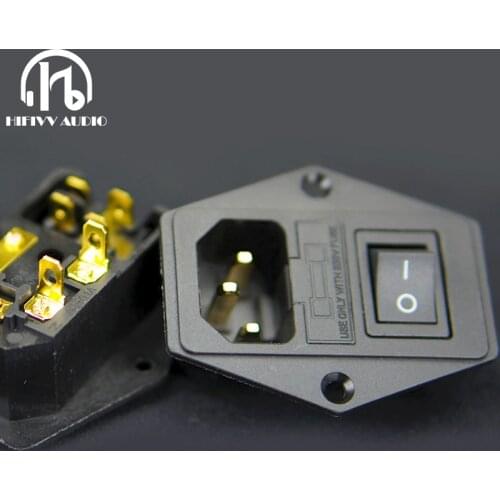 Hifi gold plated pure copper AC power socket with fuse and power switch 250V 20A