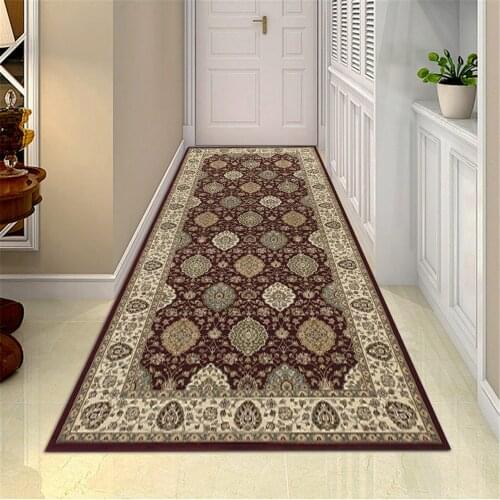 Persian Style Carpets for Living Room Floral Long Kitchen Corridor Mat Flannel Non-slip Balcony Bedroom Rugs National Area Rugs