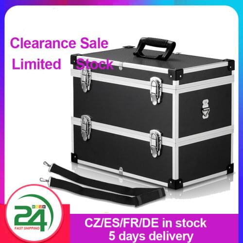 IKayaa 2 Layer Storage Box Tool Hard Carrying Case Handle Strap Large Storage Container Fishing Tackle Storage Organizer