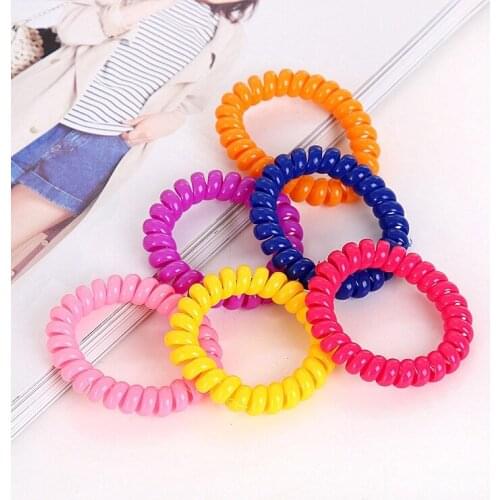 Candy Colors Elastic Telephone Wire Thin Hair Bands Cute Colors Stretch Plastic Rubber Bands Hair Ties Scrunchies