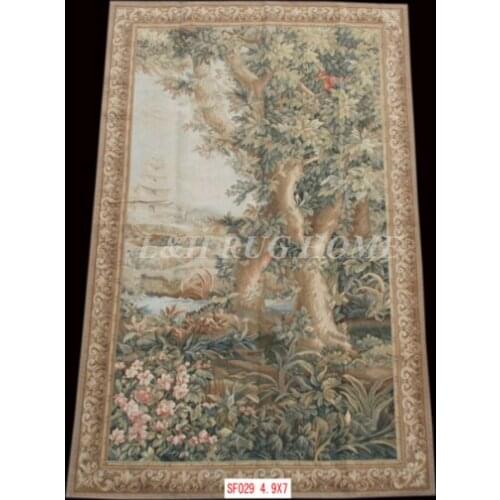 Free Shipping 4.9'x7' Handmade wool aubusson tapestry gobelin carpet, wall hanging tapestry wool tapestry paintings