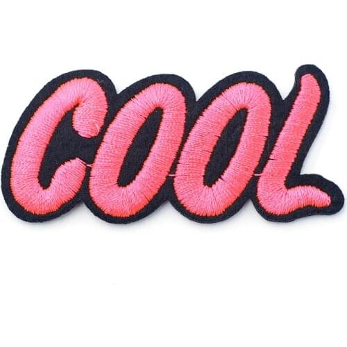 COOL (Size:3.0x6.2cm) Iron On Patch Sewing On Embroidered Applique Fabric for Jacket Badge Clothes Stickers