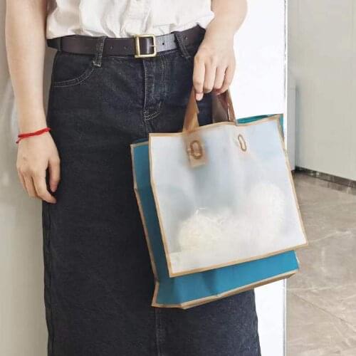 Gold Frame Frosted Handbag Clothing Bag Gift Bag Shopping Bag Clothing Cosmetics Packing Bag Plastic Bag Customized Logo