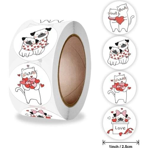 Cute Animals Stickers Valentines Day Love Heart Seal Label for Gift Package Decor Wedding Party Scrapbooking Stationery Sticker