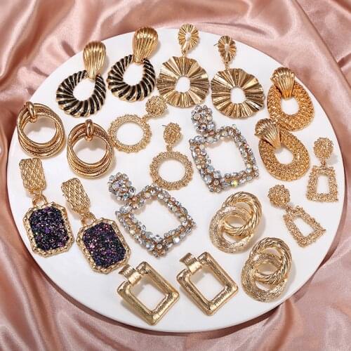 2020 New Fashion Statement Earrings Big Metal Geometric Pendant Earrings For Women Hanging Dangle Earrings Drop Earing Bohemian