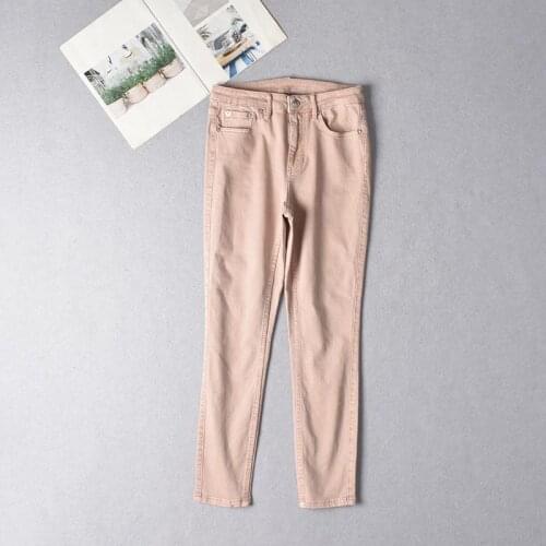 Autumn women fashion slim water wash pencil style casual jeans female trendy color denim bottom pants