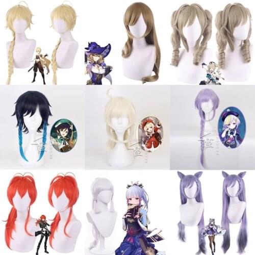 Diluc Ragnvindr Qiqi Zombie Klee Amber Wig Game Role Cosplay Genshin Impact Project Cosplay Wigs Role Playing Anime Halloween