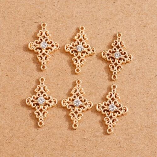 15pcs 12*19mm Alloy Crystal Rhombus Shape Charms Connectors for Earrings Bracelets Pendants Necklace DIY Handmade Jewelry Making