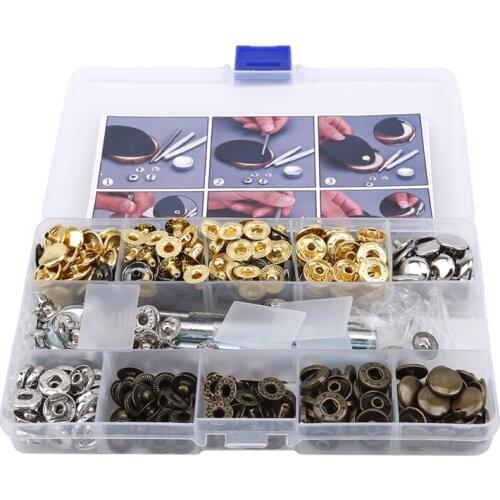 Snap Press Button Stud Sewing Fastener Buttons + Tools Punch+ 1 Box Copper Adopts Copper Button Sets For Clothes Bag 40 /100 Set
