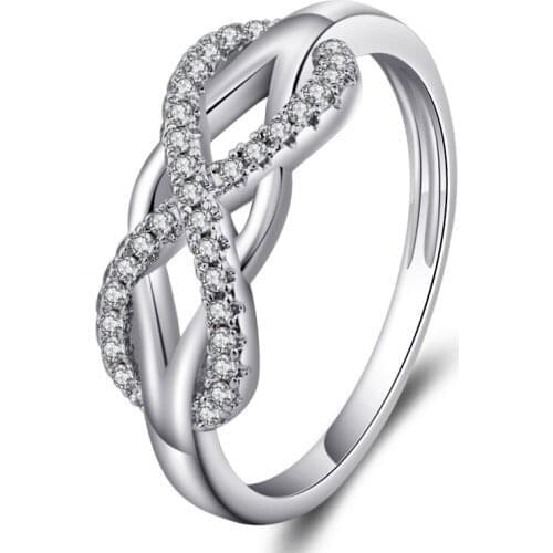 Simple Zircon Cross Line Hollow Ring Fashion Wild Female Romantic Birthday Gift