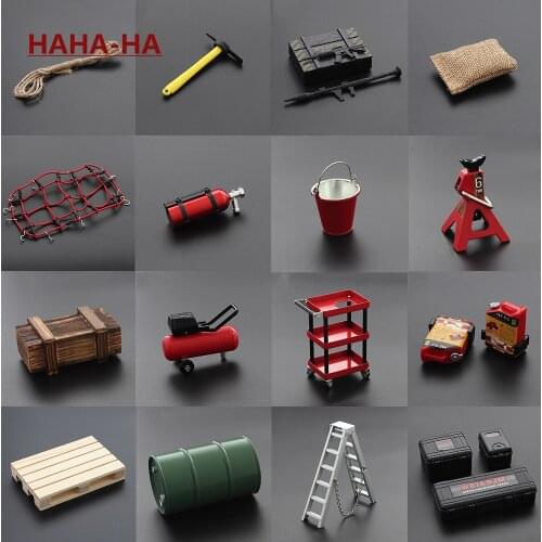 RC 1/10 Scale Decoration Garage Series Toys Jerry Can Bucket Shipping Case Ladder Metal Shovel Tool for RC Car TRX4 SCX10 WPL ZW