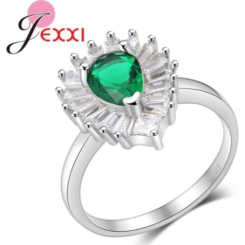 Luxury Water Drop Cubic Zircon Big Finger Rings for Women Gift 925 Sterling Silver Engagement Banquet Jewelry Wholesale