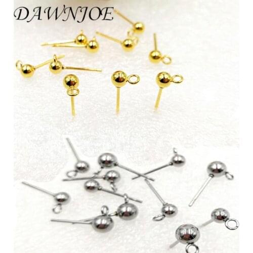 20 pcs/lot 316 Stainless Steel Gold Ball Earrings Studs 3-6mm DIY Making Drop Earrings Jewelry Supplies Finding