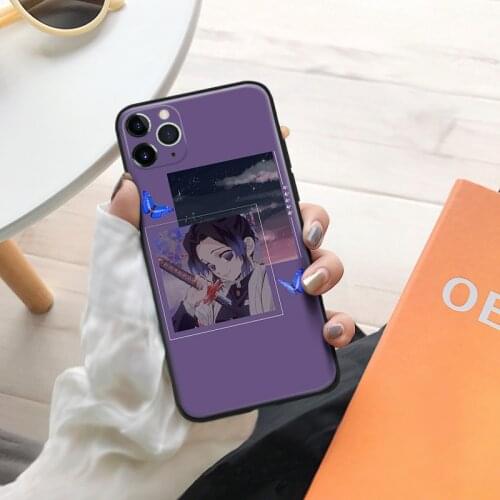 Demon Slayer Shinobu kochou anime silicone Phone Case FOR iPhone Se 6 6s 7 8 Plus X Xr Xs 11 12 Mini Pro Max Glass Cover Shell