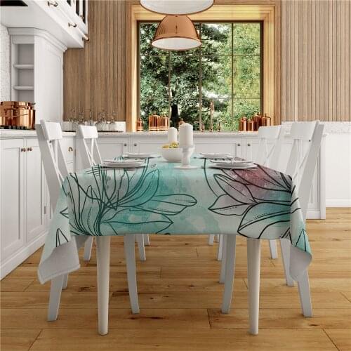 Leaves Printed Linen Tablecloth Waterproof Oilproof Rectangular Table Cloth Wedding Party Kitchen Tablecloths Dining Table Cover