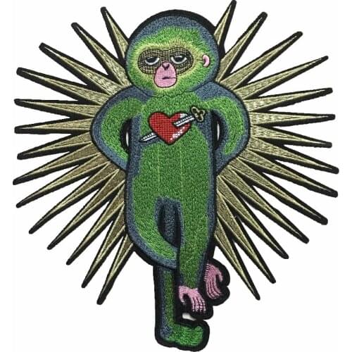 New Luminous Monkey Patches Iron On Clothes Shoes Bags DIY Garment Accessories Fashion Green Ape Embroidered Patch Brand