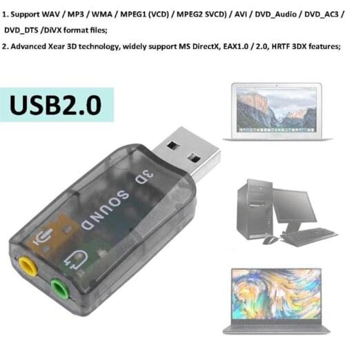 External USB Sound Card Adapter Audio 5.1 virtual 3D USB microphone Speaker headphone Interface For Laptop PC
