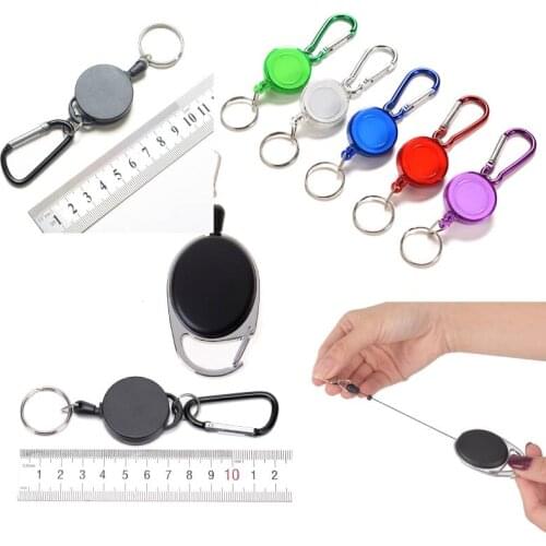 Retractable Metal Card Badge Holder Ring Belt Clip Resilience Steel Wire Rope Elastic Anti Lost KeyRing Pass ID Card phone strap