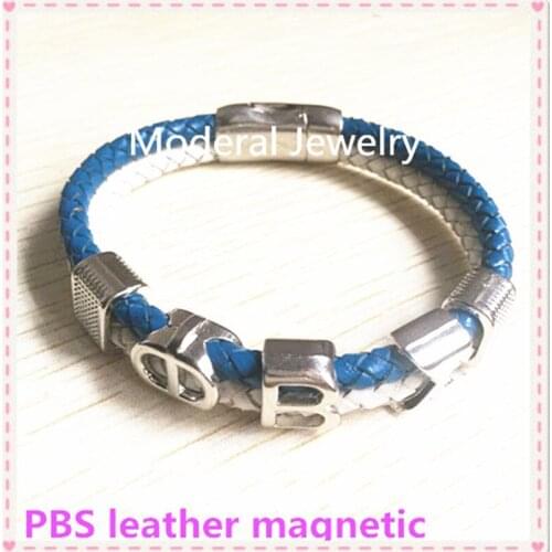 High Phi Beta Sigma Magnetic Bracelet Two Strand Leather Metal Beads Fraternity Jewelry Accessory OGL010,1pcs