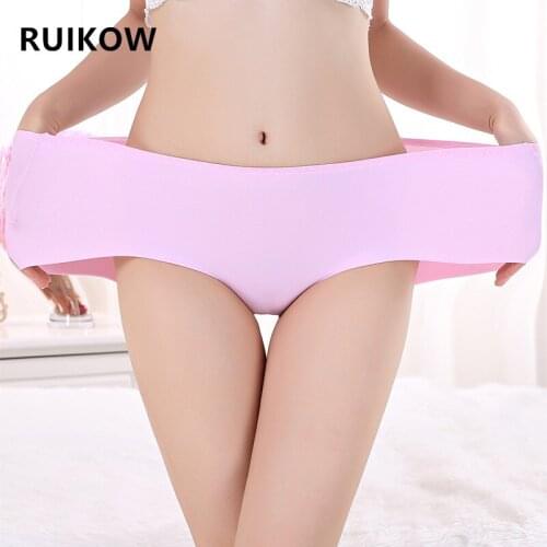 High Quality Womens Underwear Plus Size Ice Silk Seamless Panties Hight Waist Hipster Female 100KG Big Briefs Pants for L-3XL