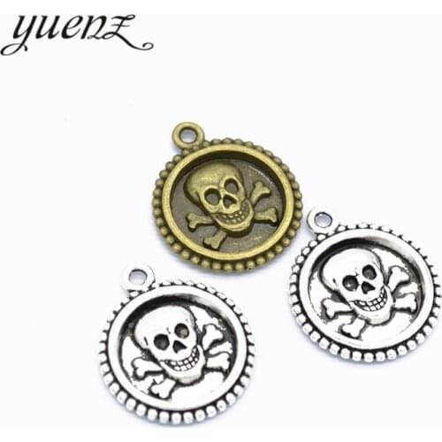 YuenZ 5pcs Hot Sell Antique Silver Plated skull Charm Pendants for Jewelry Accessories Making 26*22mm F23