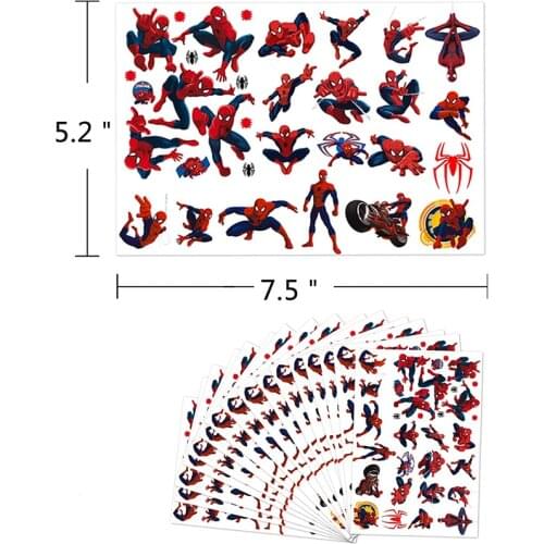 Spiderman Tattoo Stickers Random 1 Set Action Figure Super Heroes Cartoon Boys Girls Christmas Birthday Gifts