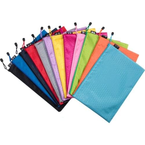 10PCS A4 Document Bag File Storage Bag Canvas Football Pattern Waterproof Zipper Bag School Supplies Office Kit Bag