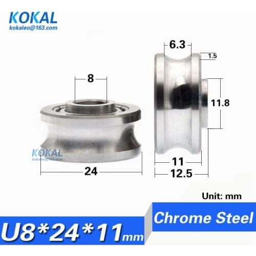 [U0824-11NJ]10PCS high quality LR36-008 chrome steel u groove guide wire track concave sliding roller wheel bearing U0824-11