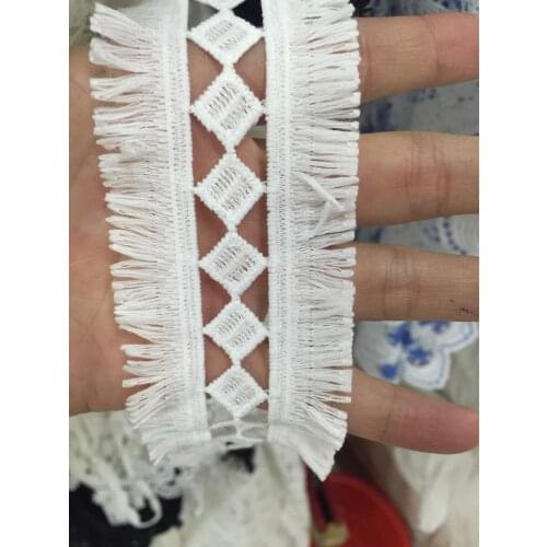 145yards 2'' Wide Venise Cotton Lace Trims Tassel Eyelet Fabric For Garment Accessory DIY Craft Supply wholesale