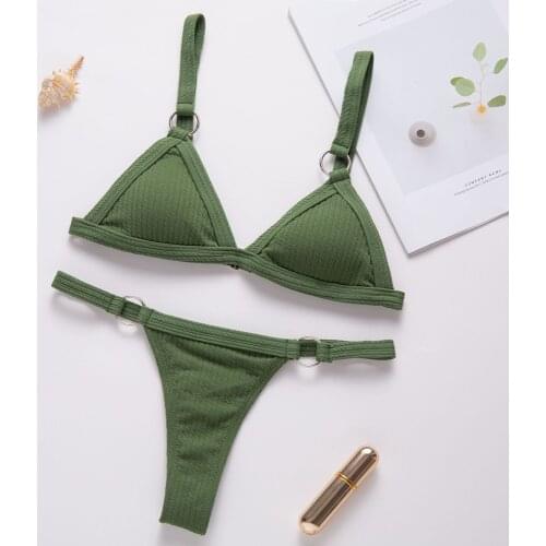 2021 Women Micro Bikini set Push Up Swimwear Solid Beach Bathing Suit Brazilian Thong Swimsuit For Girls Bikini Swim Suit Femme