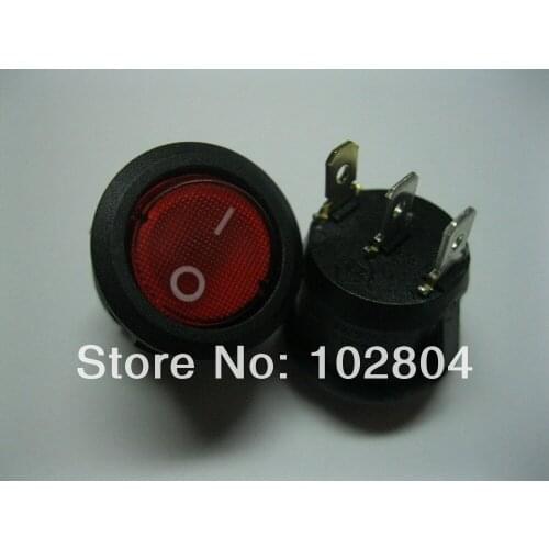 80 pcs Circular Rocker Switch ON-OFF Red Cap with LED 3 pin 6A 250V 19.8mm