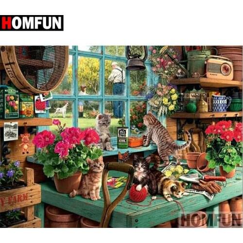 HOMFUN Full Square/Round Drill 5D DIY Diamond Painting "Window view" Embroidery Cross Stitch 5D Home Decor A00491