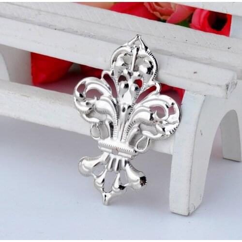 Free shipping-50Pcs Filigree Wraps Connectors Metal Crafts Decoration DIY Findings Silver Tone Bronze Tone Hollow 35mm x 50mm