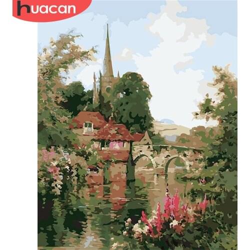 HUACAN Paint By Number River Drawing On Canvas Hand Painted Painting Art Gift DIY Pictures By Numbers Scenery Kits Home Decor