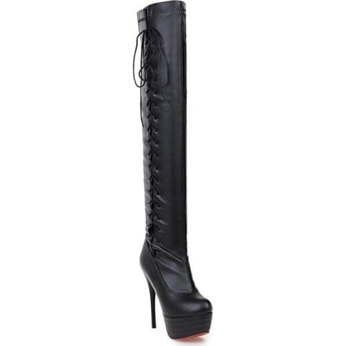 Foreign trade with night club in the fall and winter of knee-high boots sexy stilettos ultra-high waterproof