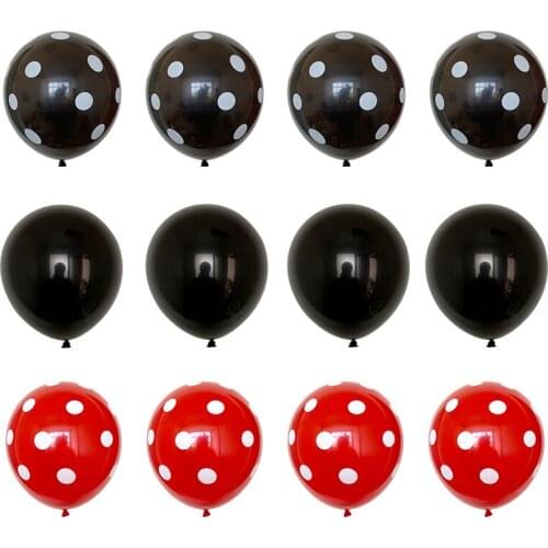 12pcs/lot 12inch Black Red White Spot Latex Balloons Polka dot Wave point globos Happy Birthday Party Decor Supplies Baby Shower