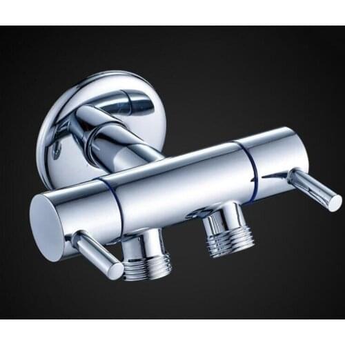 G1/2*1/2 Brass Angle Valve Double Switch Dual Control Water Valve One Into Two Out Of The Diverter Valve Single Cold Faucet