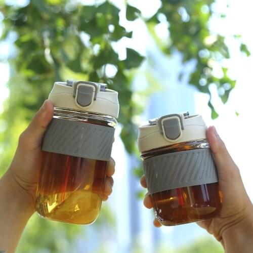 INS Style Cute Double Drinking Glass with Straw Portable Coffee Cup Tea Cup Internet Celebrity Breakfast Cup
