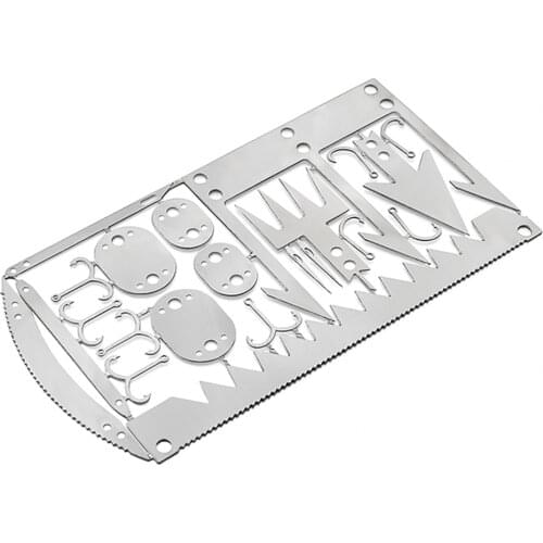 22 in 1 Camping Survival Card Multitool Hook Fork Saw for Outdoor Hunting Multifunctional Survival Tool Fishing Tackle Hook Card