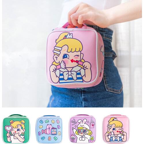 Girls Cartoon Large Capacity Cosmetic Bag Makeup Bag For Women Travel Portable Handbag Cosmetic Storage Organizer Bag