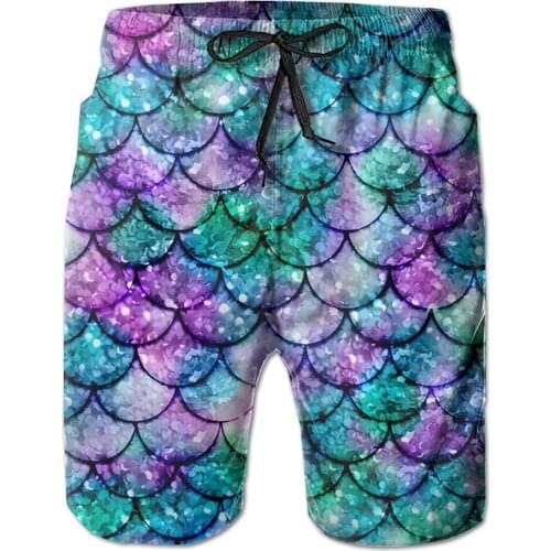 Mens Swim Trunks Printed Beach Shorts Quick Dry Summer Boardshorts With Mesh Lining