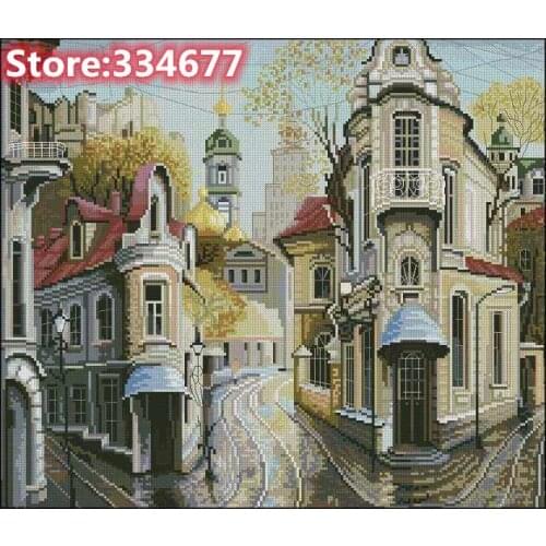 Street Scenery Crossing Top Quality Embroidery Needlework 14CT Unprinted Art Cross Stitch Kits sewing kit DIY Handmade Decor