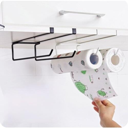 Kitchen paper towel rack cabinet roll paper kitchen paper storage door cabinet cling film free perforation wall-mounted