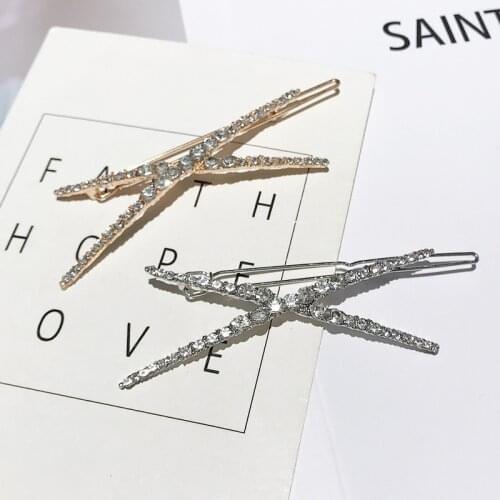 New FashionElegant Metal Rhinestone geometry Hairpins Hair Clips for Women barrettes Alloy Hair Accessories Headdress