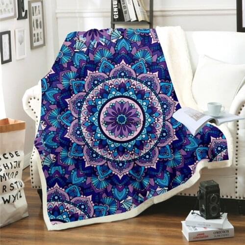 Boho Mandala Blankets For Beds Sofa Thick Sherpa Lamb Wool Bed Cover Home Winter Warm Fleece Blanket Decor Throw Weight Blankets