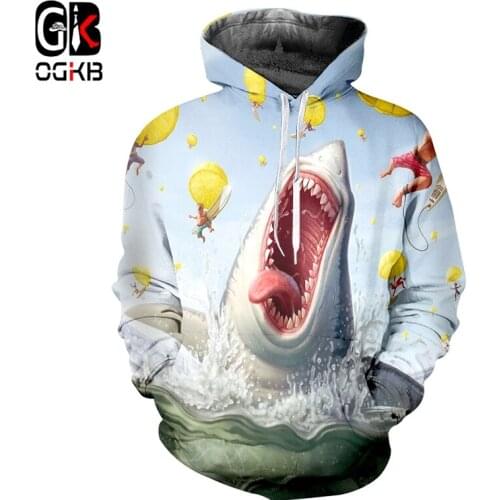 OGKB Fashion Men Shark Animal Tracksuit Funny 3D Printed Hooded Hoodies Men / Womens Dog Design Sweatshirts 3D Harajuku Hoody